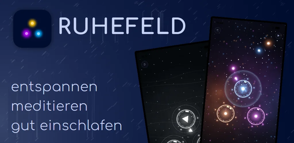Ruhefeld Vollversion: acht Klangwelten, Monochrom-Modus, Kosmischer Fluss, Einschlaftimer – Einmalkauf ohne Abo